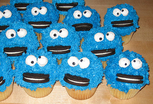 cookie monster cake. The cake is a lie.